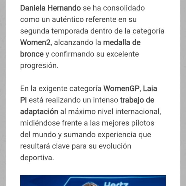 BRILLANTE TEMPORADA DE DANIELA HERNANDO MARTINEZ